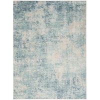 Astra Machine Washable 5'3" X 7' Blue Ivory Modern Indoor Rug