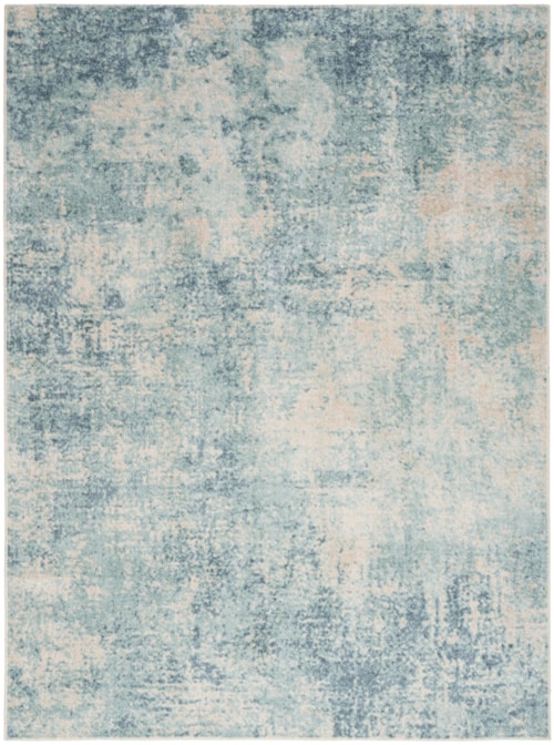 Astra Machine Washable 5'3" X 7' Blue Ivory Modern Indoor Rug