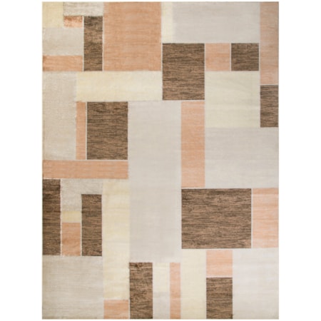 9' x 12' Beige Multicolor Modern Rug