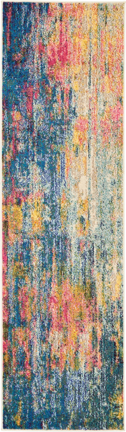2' x 6' Blue/Yellow Runner Rug