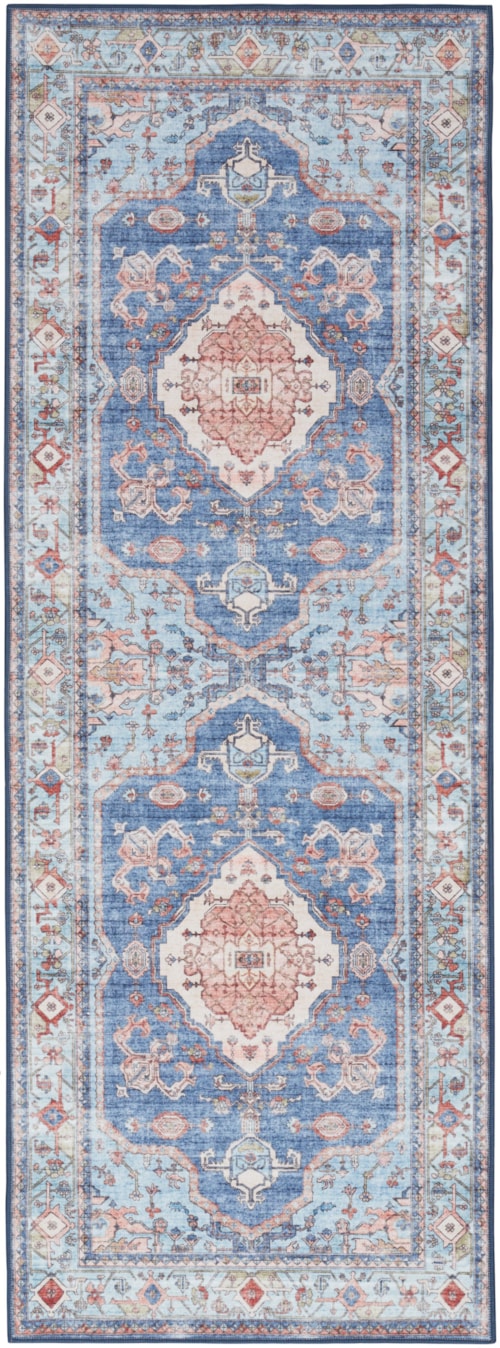 1'10" x 5' Blue Runner Rug