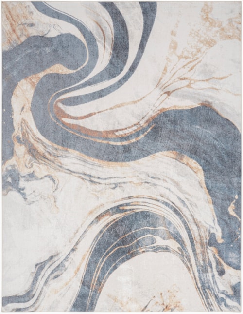 7'10" X 10' Ivory Blue Rectangle Rug