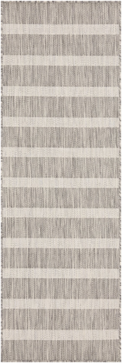 2' X 6' Grey Ivory Runner Rug