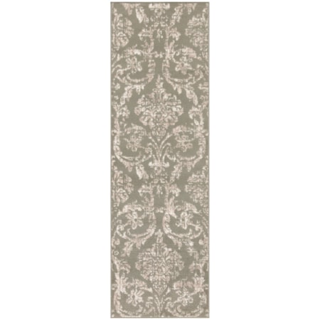 2'3" x 7'3" Olive Vintage Rug