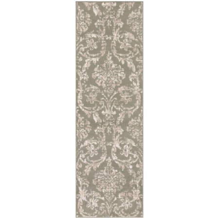 2'3" x 7'3" Olive Vintage Rug