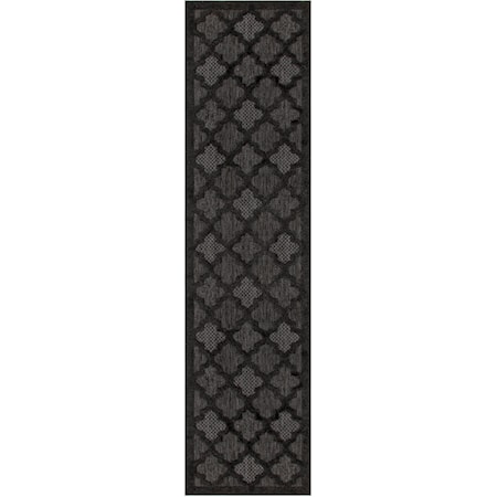 2'2" x 7'6" Charcoal Black Modern Rug