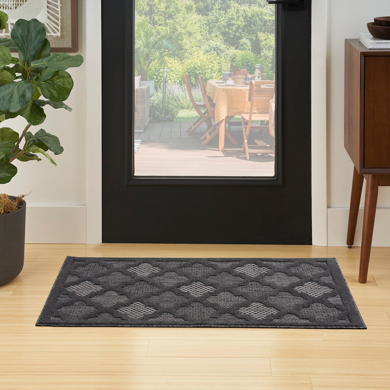 Nourison Easy Care 3' x 5' Charcoal Black Modern Rug