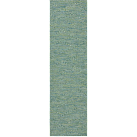 2'2" x 8' Blue/Green Modern Rug