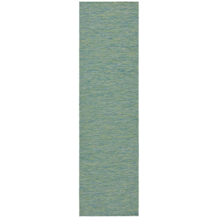 2'2" x 8' Blue/Green Modern Rug