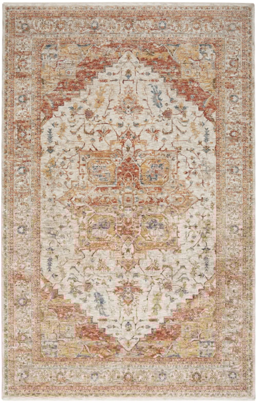 5'3" x 7'8" Iv/Rust Rectangle Rug
