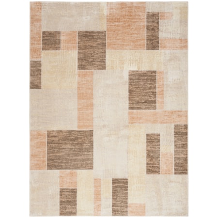 5'3" x 7' Beige Multicolor Modern Rug