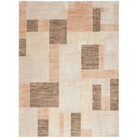 5'3" x 7' Beige Multicolor Modern Rug