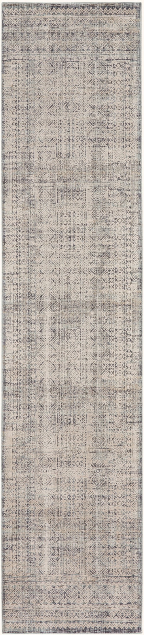 2'3" x 10' Ivory Blue Runner Rug