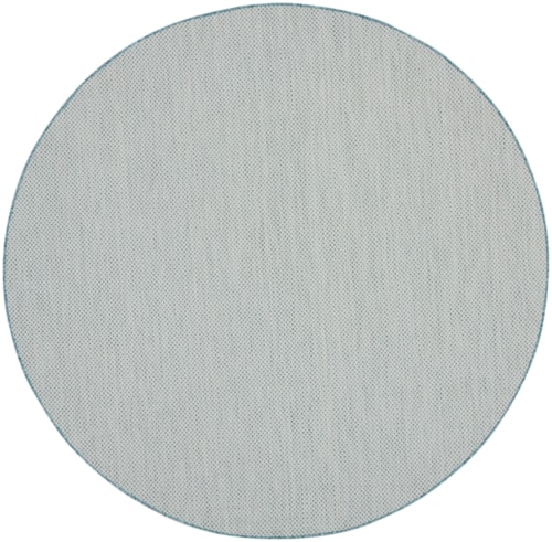 8' Ivory/Aqua Round Rug