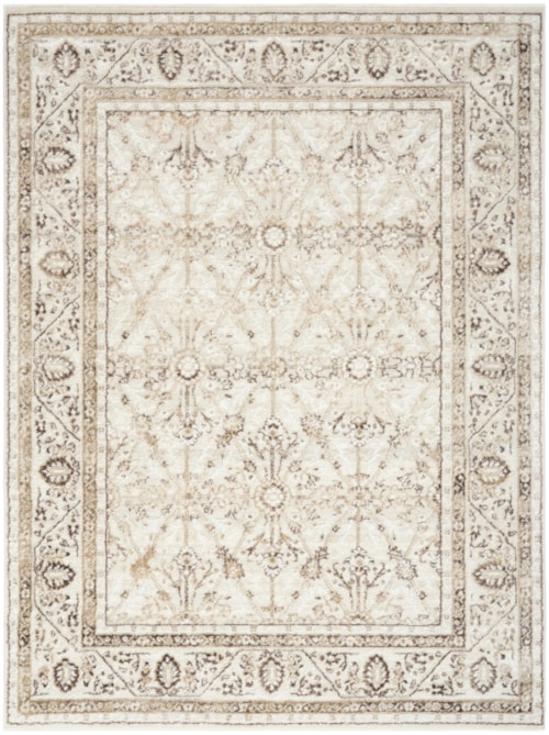 5'3" X 7' Ivory Brown Rectangle Rug