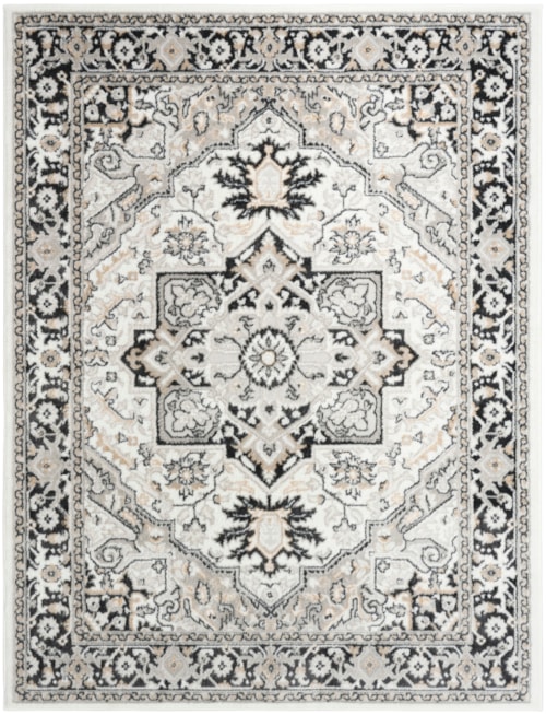 5'3" X 7' Ivory Charcoal Rectangle Rug