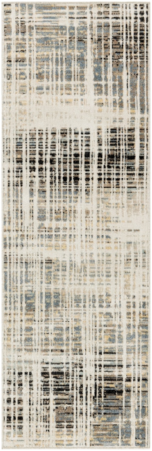 2' X 6' Ivory Blue Runner Rug