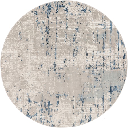 10' x Round Ivory Grey Blue Modern Rug