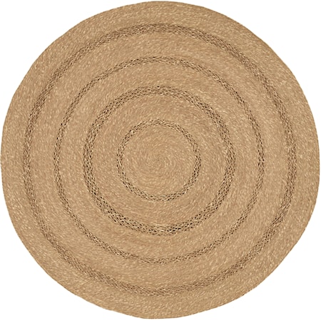 5' x Round Natural Outdoor Rug
