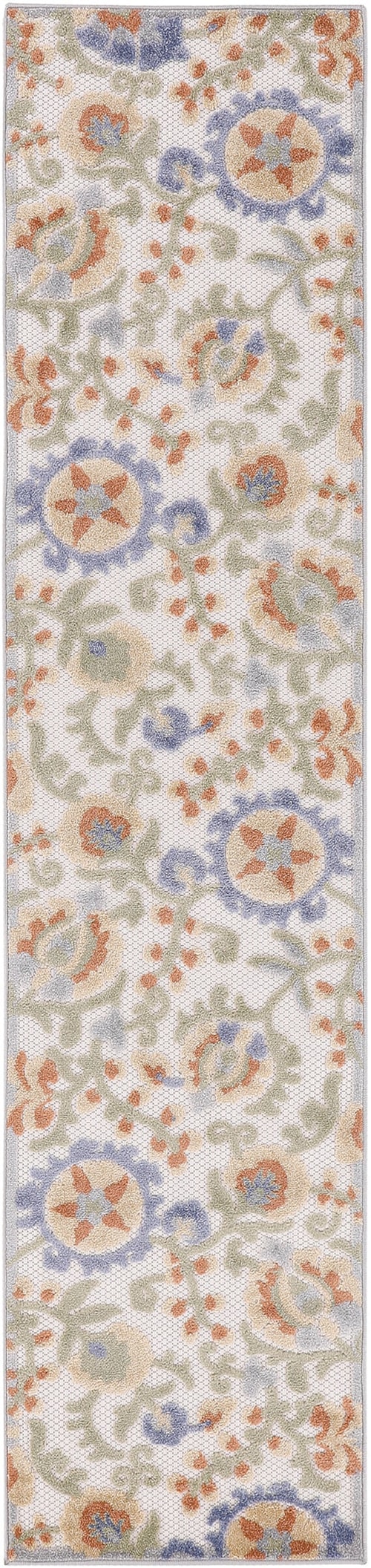 2' x 6' Ivory Blue Runner Rug