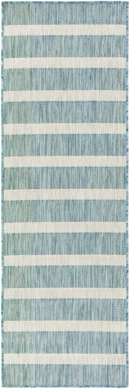 2'2" X 8' Aqua Ivory Runner Rug