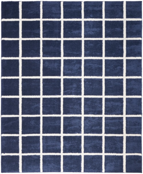7'10" X 9'10" Navy Ivory Rectangle Rug