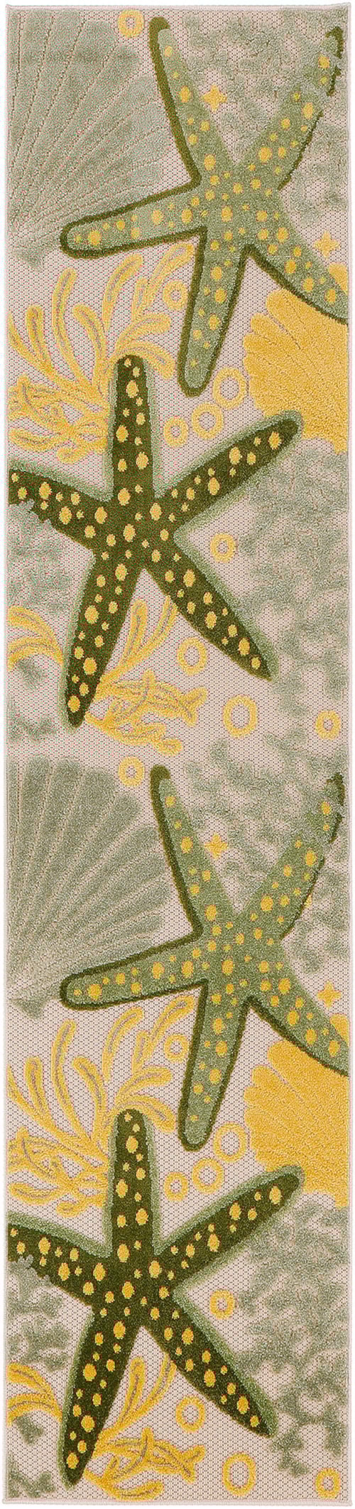 2' X 6' Green Yellow Runner Rug