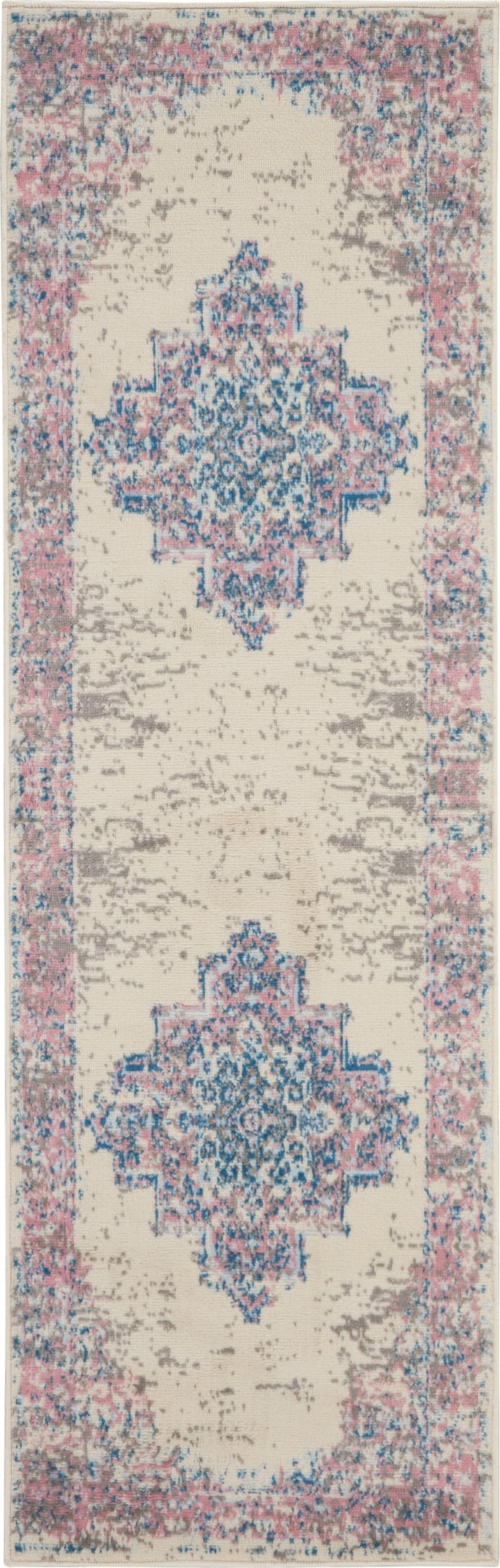 2' X 6' Ivory Pink Runner Rug