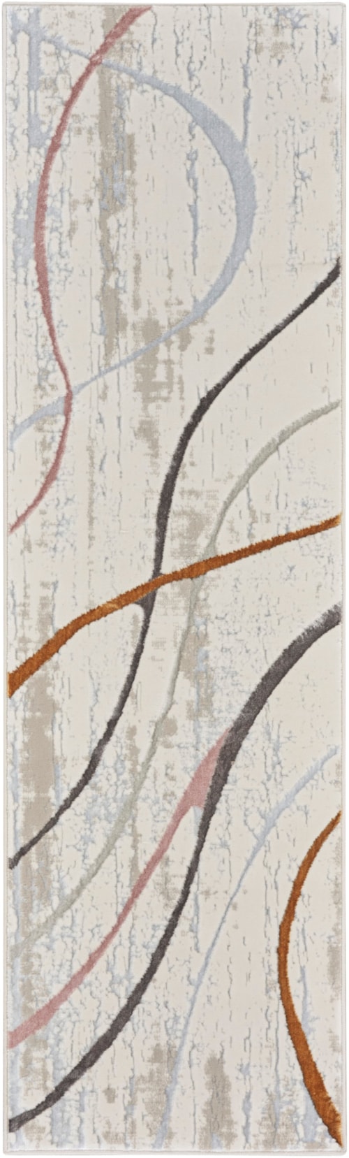 2'3" x 7'6" Ivory/Multi Runner Rug