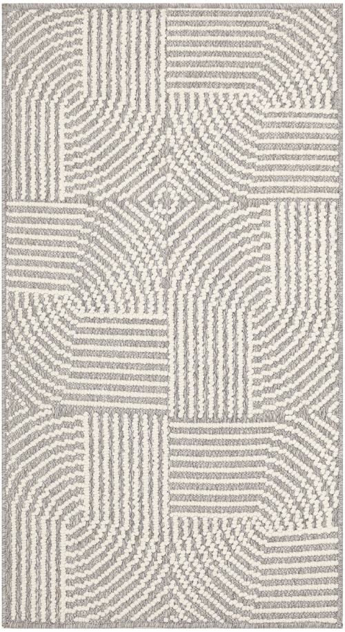 2'2" X 3'9" Grey Ivory Rectangle Rug
