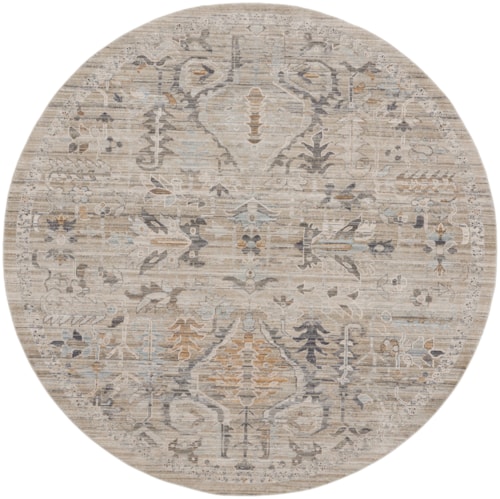 7'10"  Ivory Taupe Round Rug