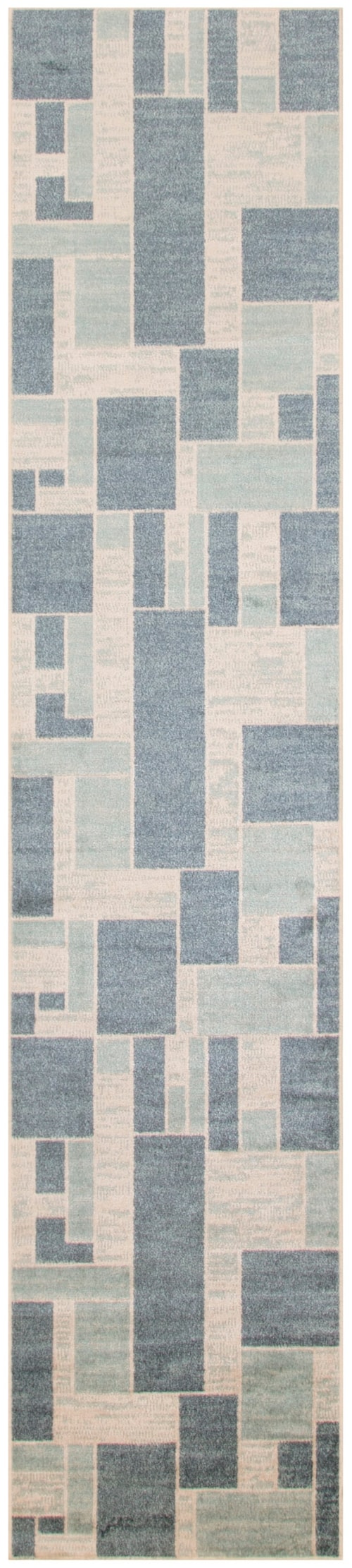 Astra Machine Washable 2'2" X 8' Blue Ivory Modern Indoor Rug