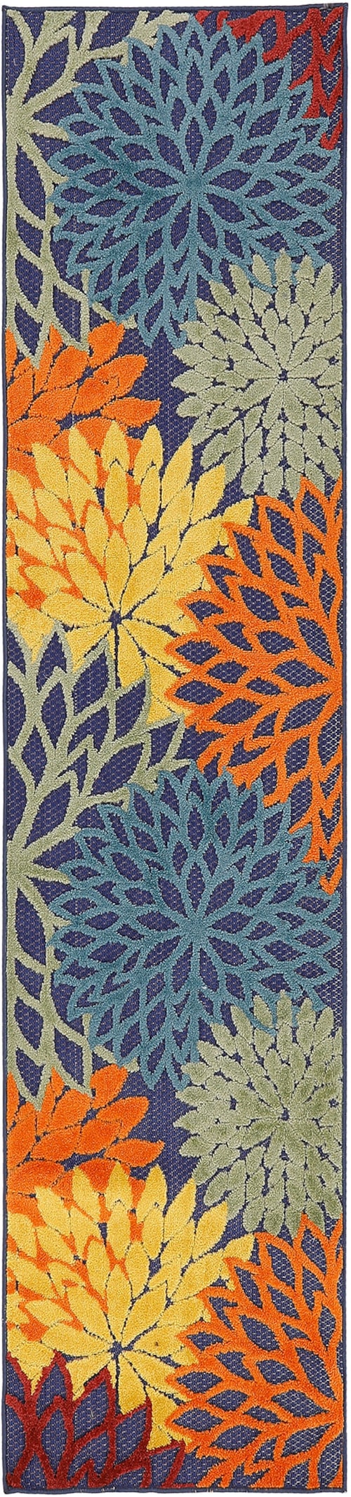 2'3" x 8' Navy Multicolor Runner Rug