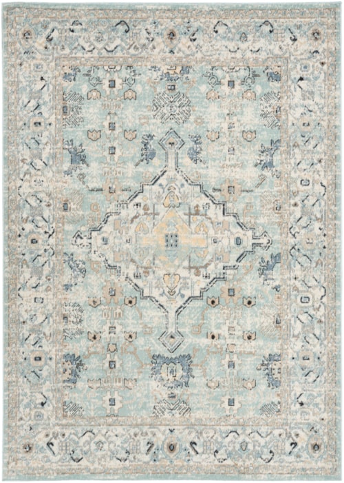 6'7" X 9' Blue Taupe Rectangle Rug