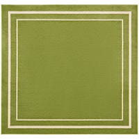 5' Green Ivory Square Rug