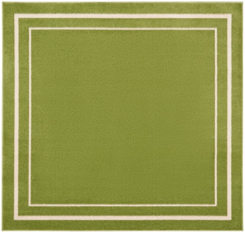 5' Green Ivory Square Rug
