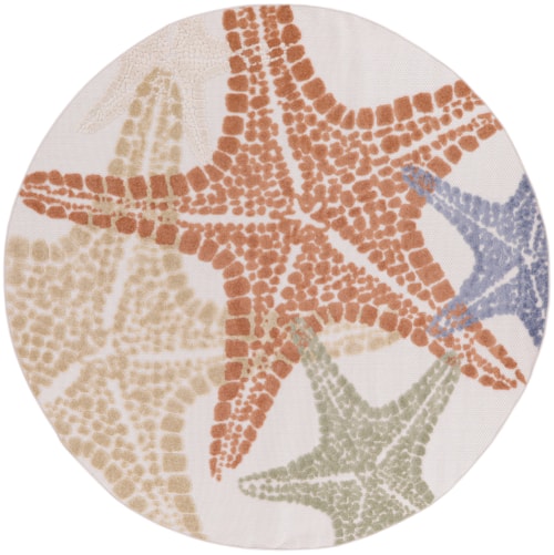 7’10” Ivory Multicolor Round Rug