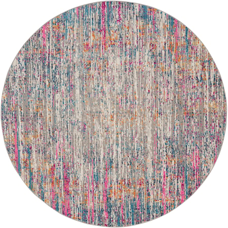 10' x Round Ivory Multicolor Modern Rug