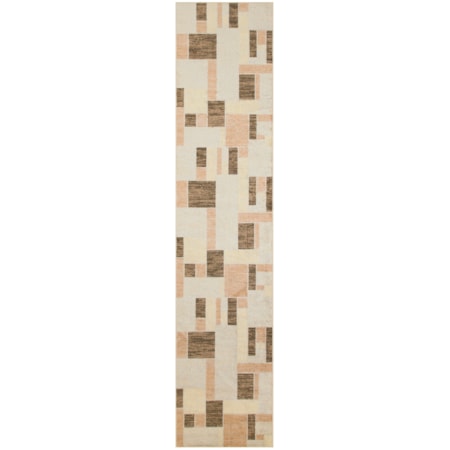 2'2" x 10' Beige Multicolor Modern Rug