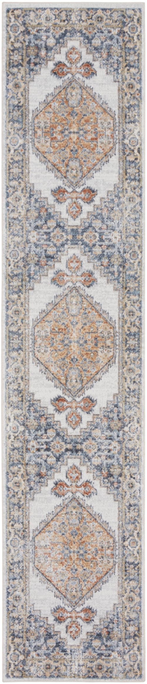 2'2" x 12' Grey/Gold Runner Rug