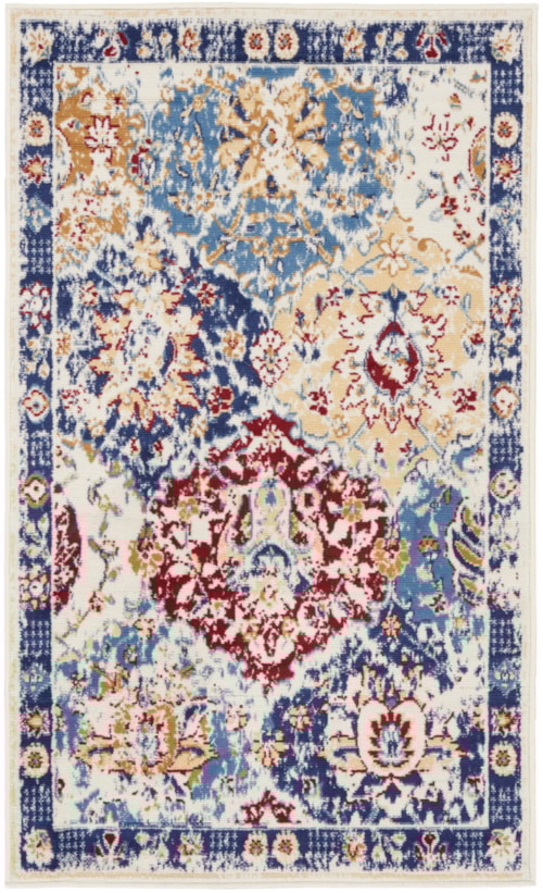 2' x 4' Blue Multicolor Rectangle Rug