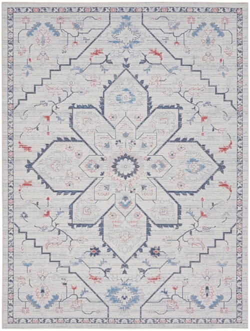 7'10" X 9'10" Ivory Blue Rectangle Rug