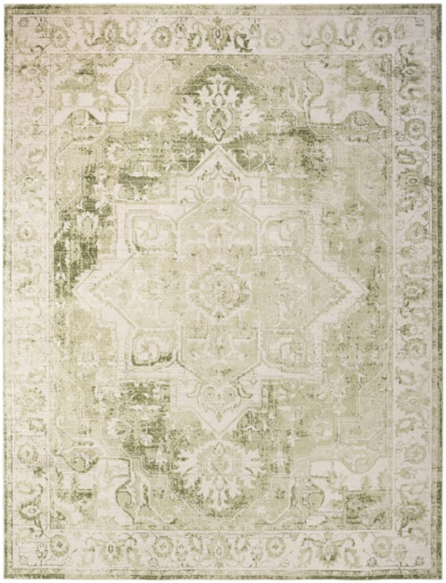 7'10" X 10' Ivory Green Rectangle Rug
