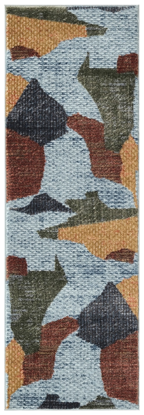 2' X 6' Blue Multicolor Runner Rug
