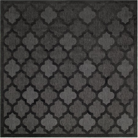 9' x Square Charcoal Black Modern Rug