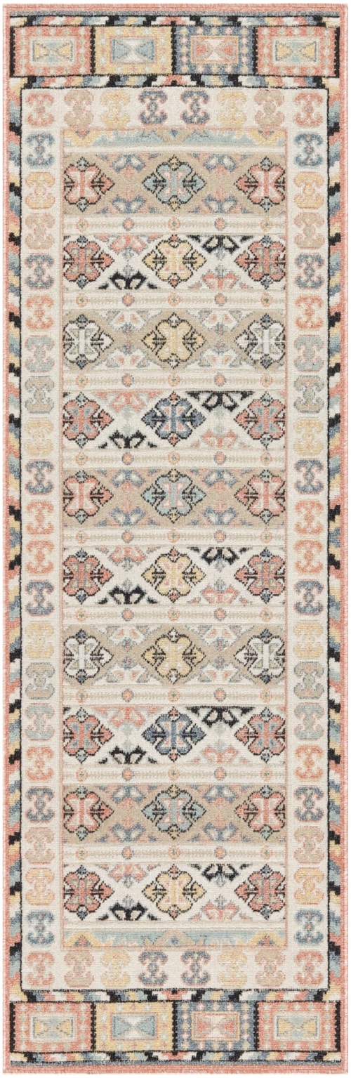 2' X 6' Ivory Multicolor Runner Rug