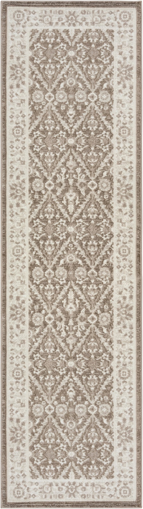 2'2" X 7'6 Ivory Mocha Runner Rug
