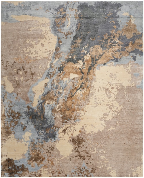 5'6" X 7'5" Beige Blue Rectangle Rug