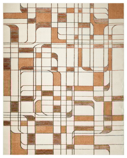 8' X 10' Ivory Rust Rectangle Rug