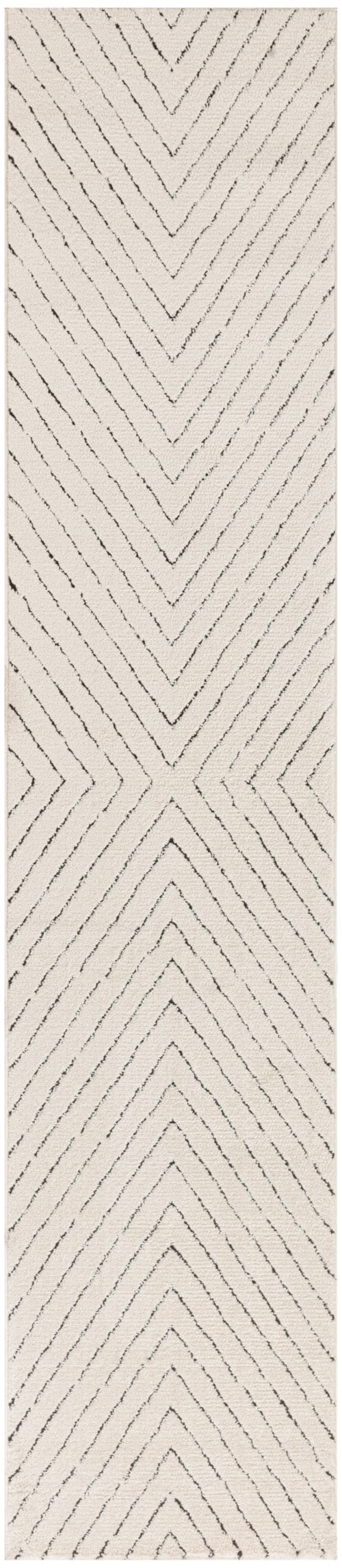 2'2" X 10' Ivory Black Runner Rug